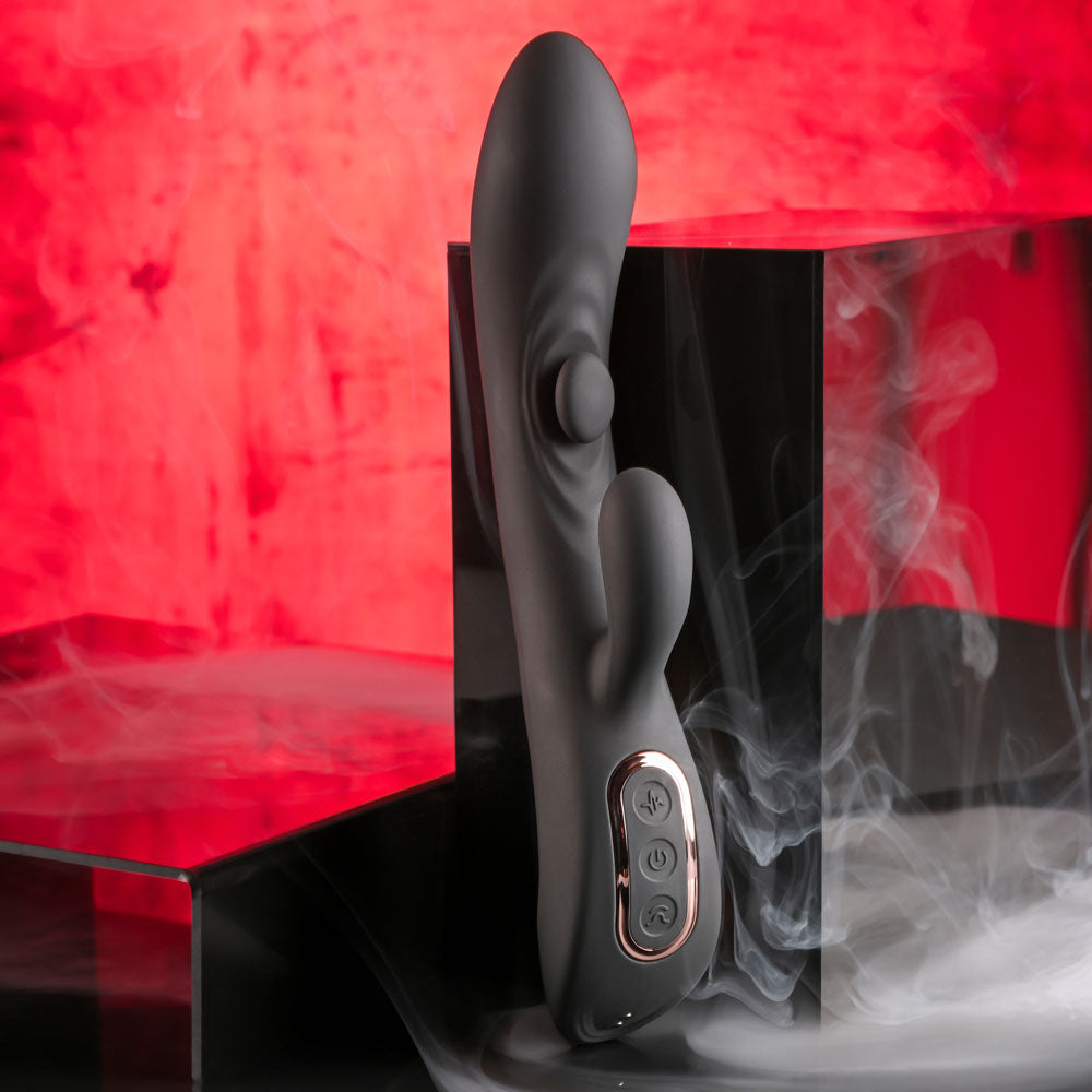 Playboy Pleasure THATS THE SPOT - Black 23.3 cm USB Rechargeable Rabbit Vibrator with G-Spot Tapper Playboy Pleasure