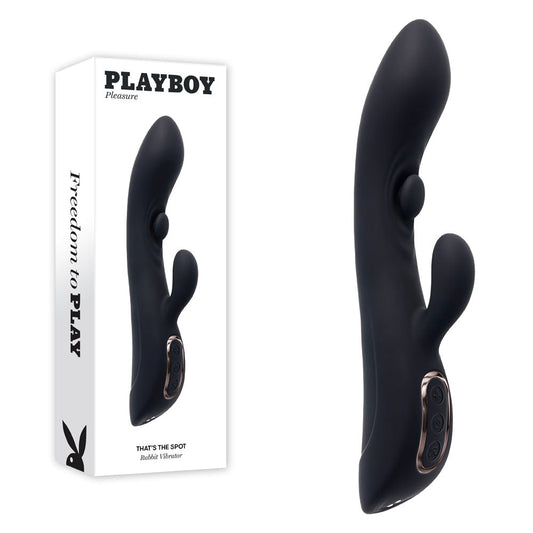 Playboy Pleasure THATS THE SPOT - Black 23.3 cm USB Rechargeable Rabbit Vibrator with G-Spot Tapper Playboy Pleasure