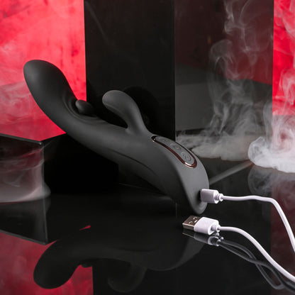 Playboy Pleasure THATS THE SPOT - Black 23.3 cm USB Rechargeable Rabbit Vibrator with G-Spot Tapper Playboy Pleasure