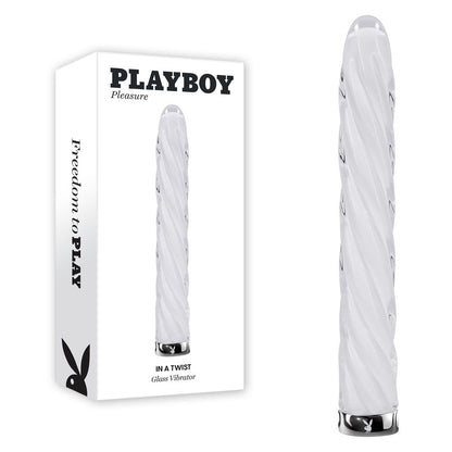 Playboy Pleasure IN A TWIST - White Glass 17.5 cm USB Rechargeable Vibrator Playboy Pleasure