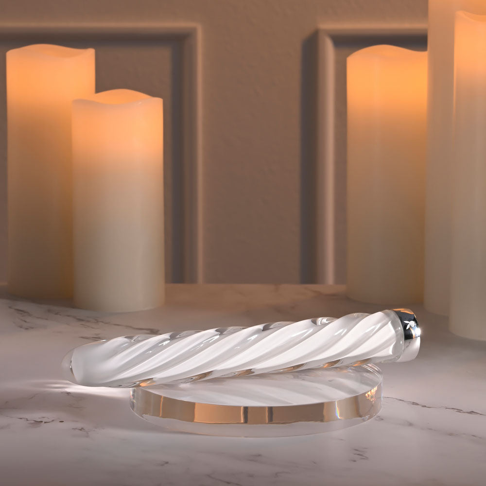 Playboy Pleasure IN A TWIST - White Glass 17.5 cm USB Rechargeable Vibrator Playboy Pleasure