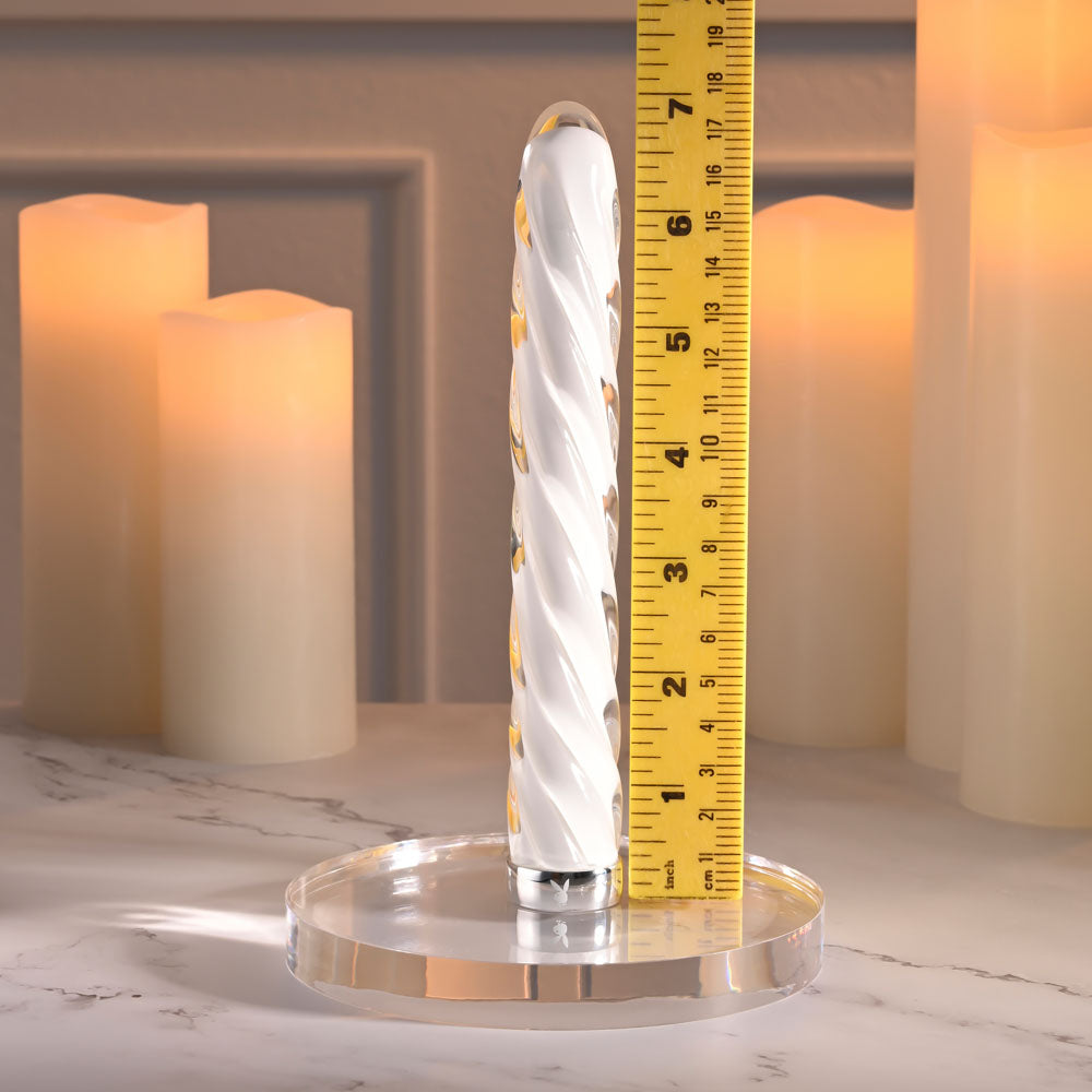 Playboy Pleasure IN A TWIST - White Glass 17.5 cm USB Rechargeable Vibrator Playboy Pleasure