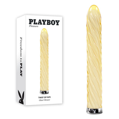Playboy Pleasure TWIST OF FATE - Yellow Glass 17.5 cm USB Rechargeable Vibrator Playboy Pleasure
