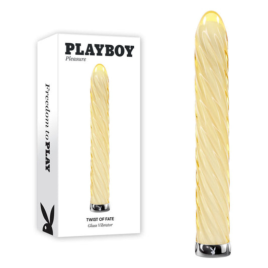 Playboy Pleasure TWIST OF FATE - Yellow Glass 17.5 cm USB Rechargeable Vibrator Playboy Pleasure
