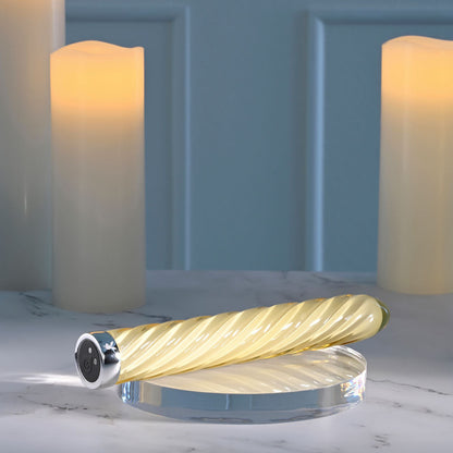 Playboy Pleasure TWIST OF FATE - Yellow Glass 17.5 cm USB Rechargeable Vibrator Playboy Pleasure