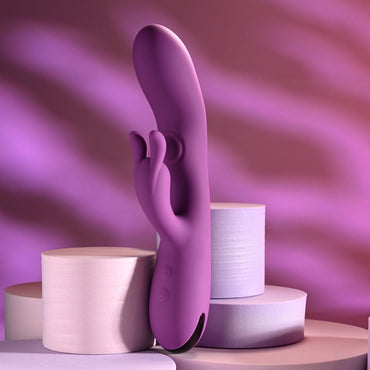 Playboy Pleasure BUSY BUNNY - Purple 22.6 cm USB Rechargeable Rabbit Vibrator with Tapping Shaft Playboy Pleasure