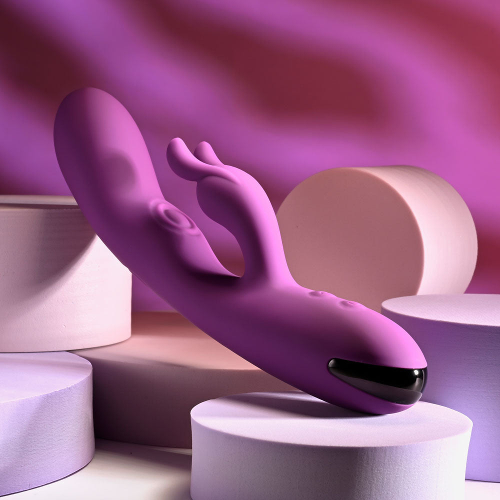 Playboy Pleasure BUSY BUNNY - Purple 22.6 cm USB Rechargeable Rabbit Vibrator with Tapping Shaft Playboy Pleasure
