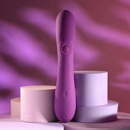 Playboy Pleasure BUSY BUNNY - Purple 22.6 cm USB Rechargeable Rabbit Vibrator with Tapping Shaft Playboy Pleasure