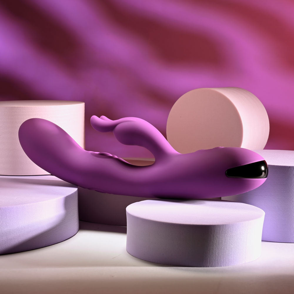 Playboy Pleasure BUSY BUNNY - Purple 22.6 cm USB Rechargeable Rabbit Vibrator with Tapping Shaft Playboy Pleasure