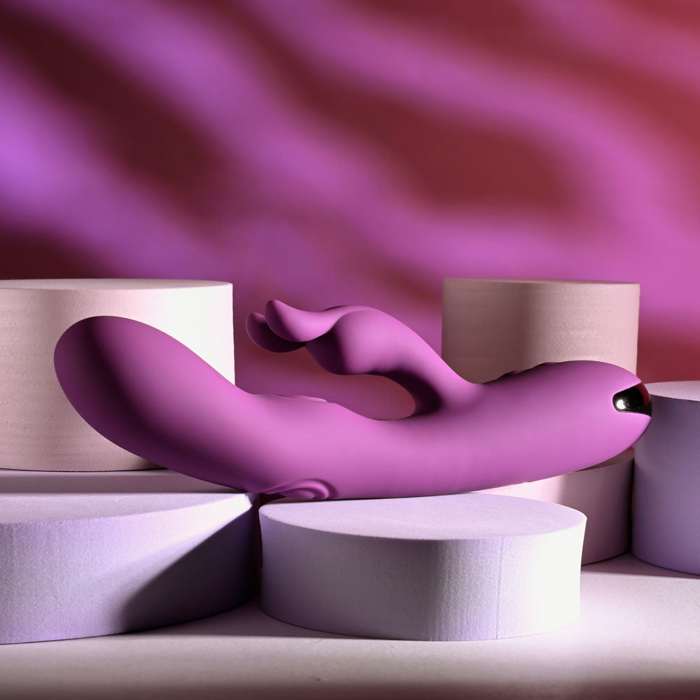 Playboy Pleasure BUSY BUNNY - Purple 22.6 cm USB Rechargeable Rabbit Vibrator with Tapping Shaft Playboy Pleasure