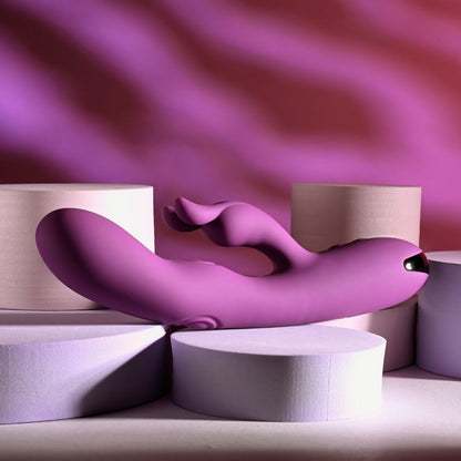 Playboy Pleasure BUSY BUNNY - Purple 22.6 cm USB Rechargeable Rabbit Vibrator with Tapping Shaft Playboy Pleasure