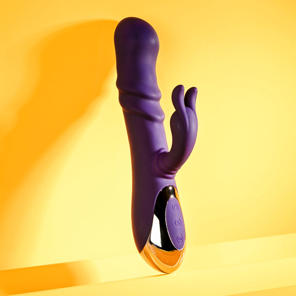 Playboy Pleasure BUNNY PUNCH - Purple 24.4 cm USB Rechargeable Twirling Rabbit Vibrator Playboy Pleasure