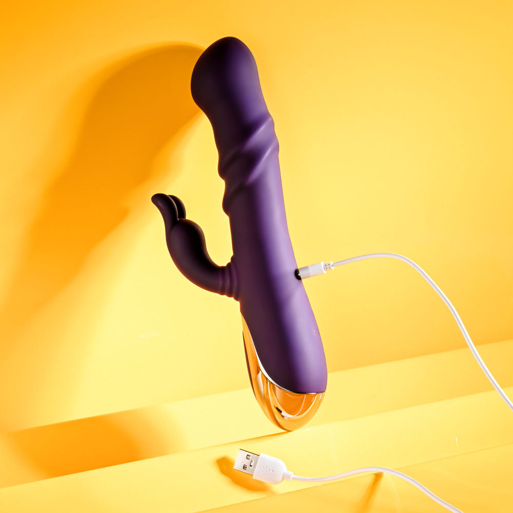 Playboy Pleasure BUNNY PUNCH - Purple 24.4 cm USB Rechargeable Twirling Rabbit Vibrator Playboy Pleasure