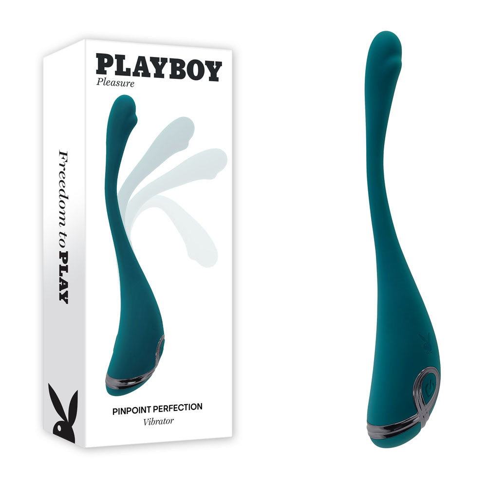 Playboy Pleasure PINPOINT PERFECTION - Green 19.3 cm USB Rechargeable Poseable Vibrator Playboy Pleasure