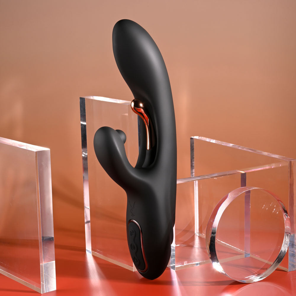 Playboy Pleasure AUREUS - Black 22.7 cm USB Rechargeable Rabbit Vibrator with Internal Flicker Playboy Pleasure