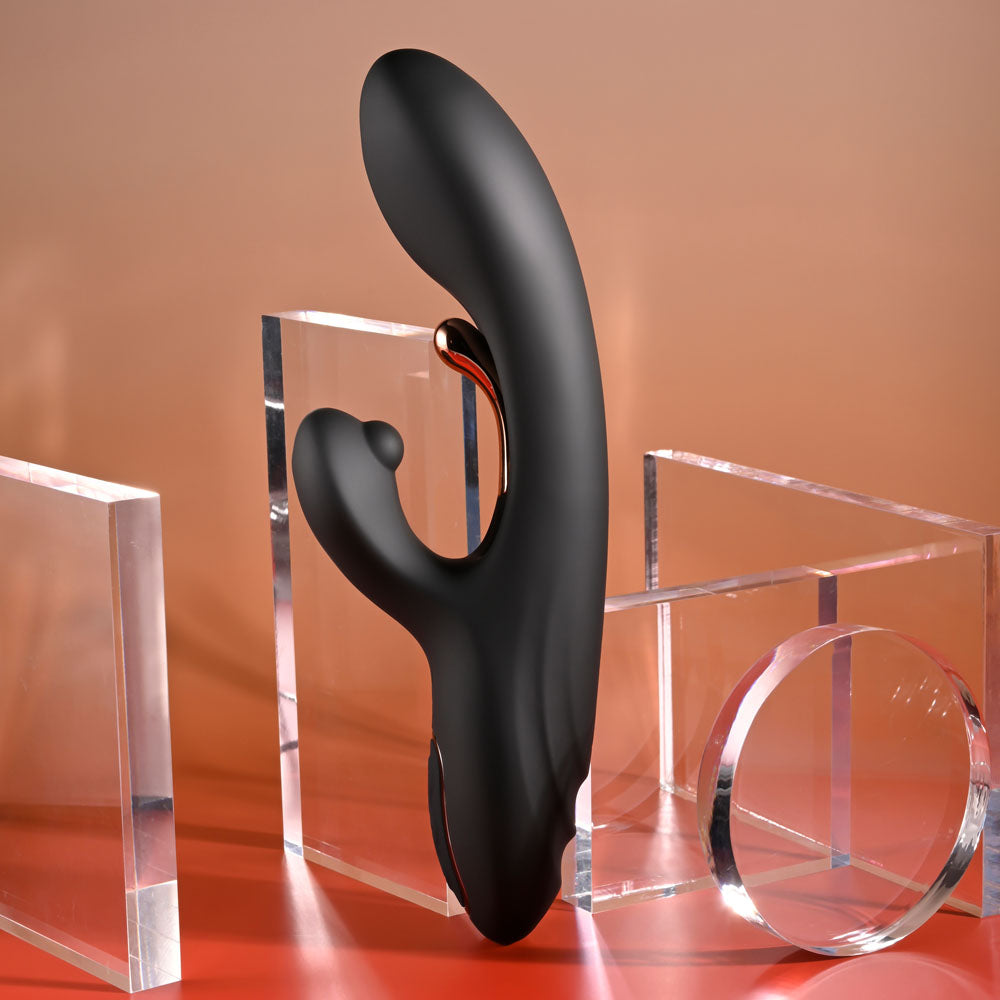 Playboy Pleasure AUREUS - Black 22.7 cm USB Rechargeable Rabbit Vibrator with Internal Flicker Playboy Pleasure