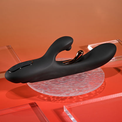 Playboy Pleasure AUREUS - Black 22.7 cm USB Rechargeable Rabbit Vibrator with Internal Flicker Playboy Pleasure