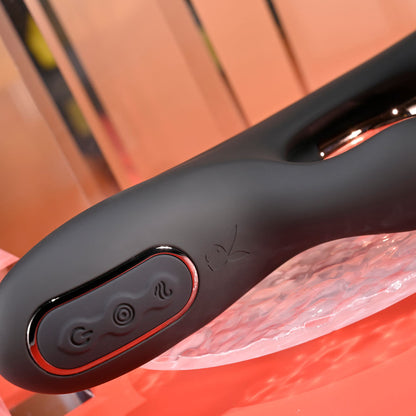 Playboy Pleasure AUREUS - Black 22.7 cm USB Rechargeable Rabbit Vibrator with Internal Flicker Playboy Pleasure