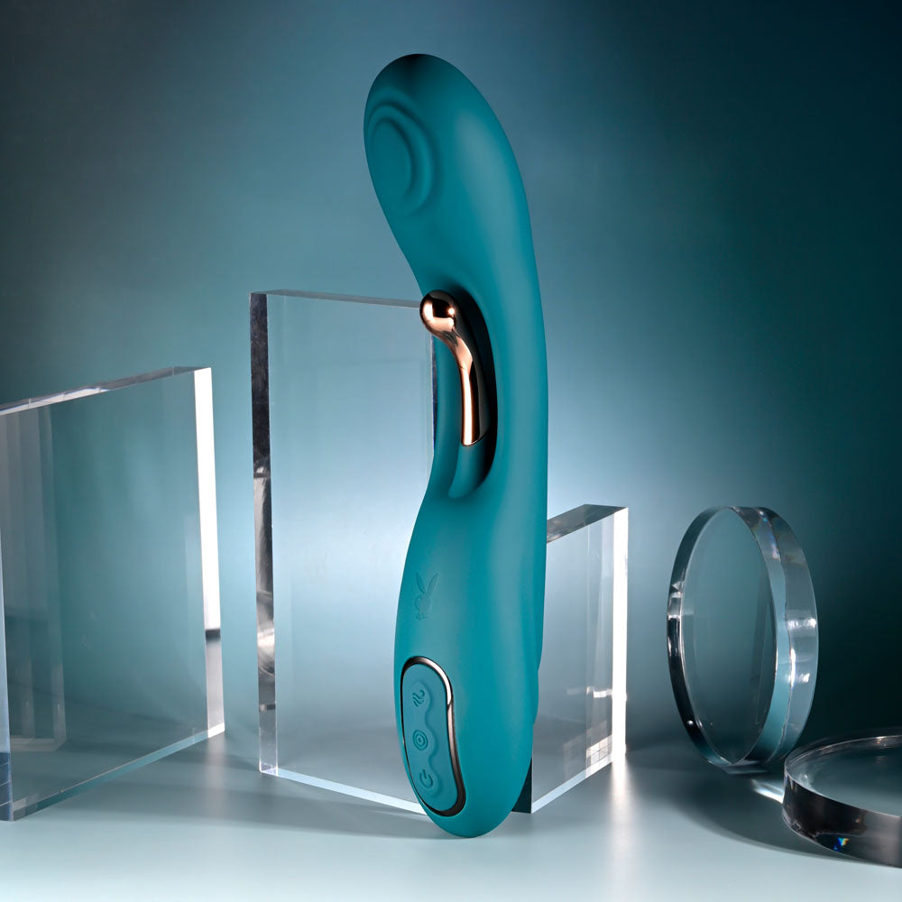 Playboy Pleasure AURELIE - Green 22.7 cm USB Rechargeable Vibrator with Internal Flicker Playboy Pleasure