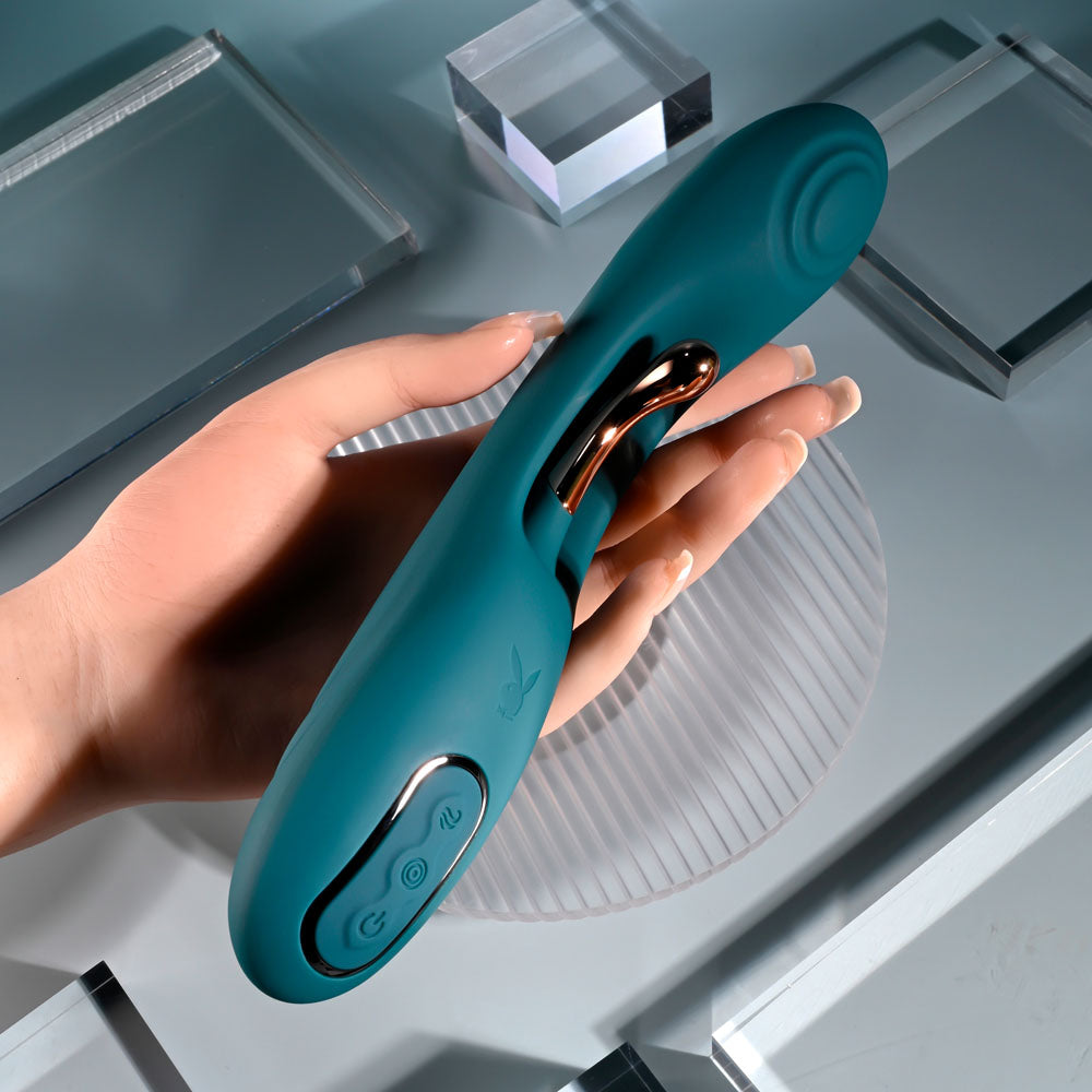 Playboy Pleasure AURELIE - Green 22.7 cm USB Rechargeable Vibrator with Internal Flicker Playboy Pleasure