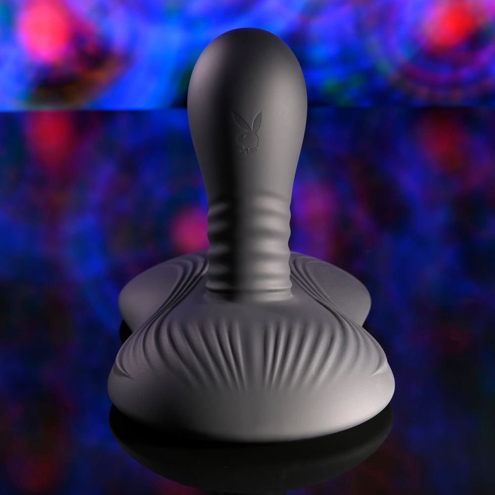 Playboy Pleasure SITTIN & SPINNIN - Black USB Rechargeable Spinning Vibrator & Grinder Pad with Remote Playboy Pleasure