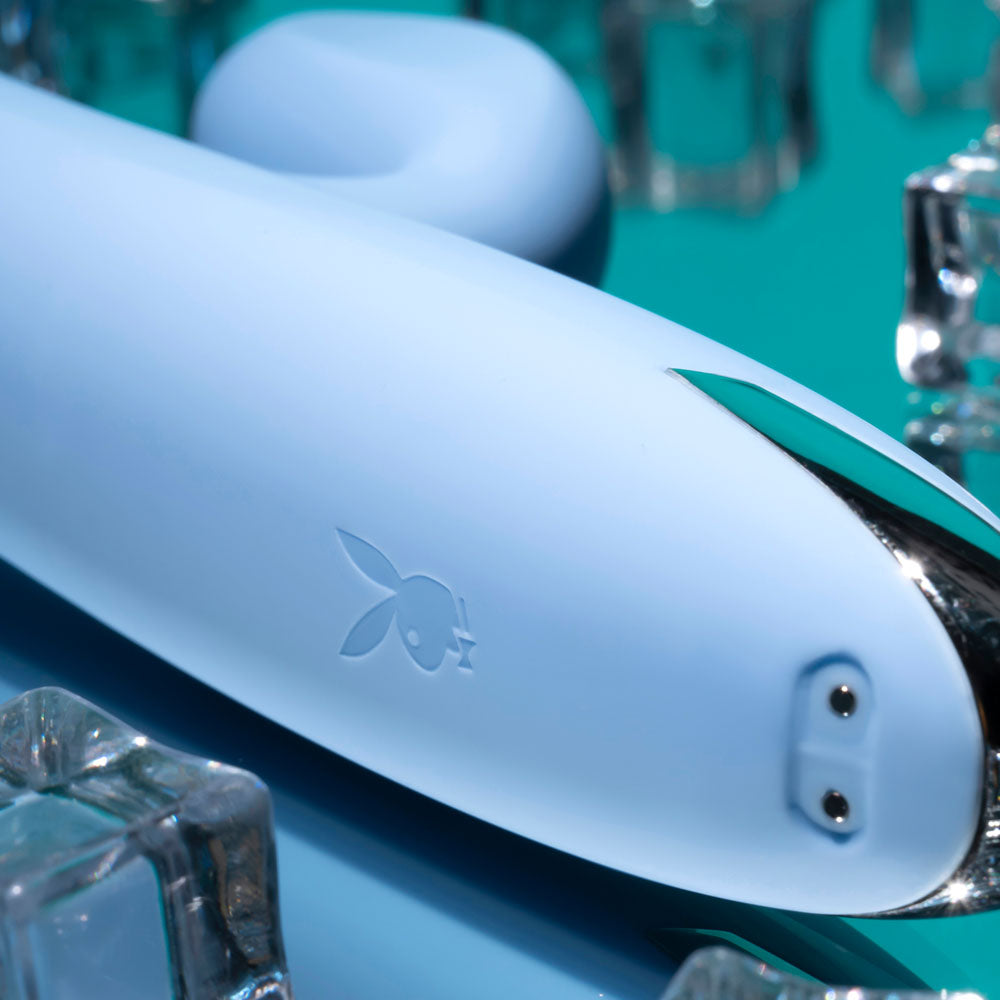 Playboy Pleasure UP AND AWAY - Blue 26.7 cm USB Rechargeable Rabbit Vibrator Playboy Pleasure