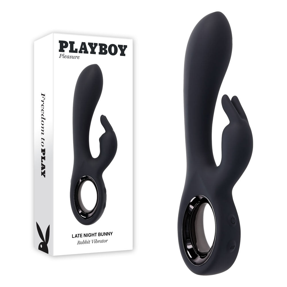 Playboy Pleasure LATE NIGHT BUNNY - Black 20 cm USB Rechargeable Rabbit Vibrator Playboy Pleasure