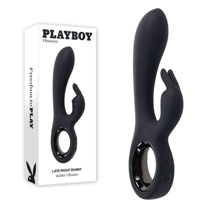 Playboy Pleasure LATE NIGHT BUNNY - Black 20 cm USB Rechargeable Rabbit Vibrator Playboy Pleasure