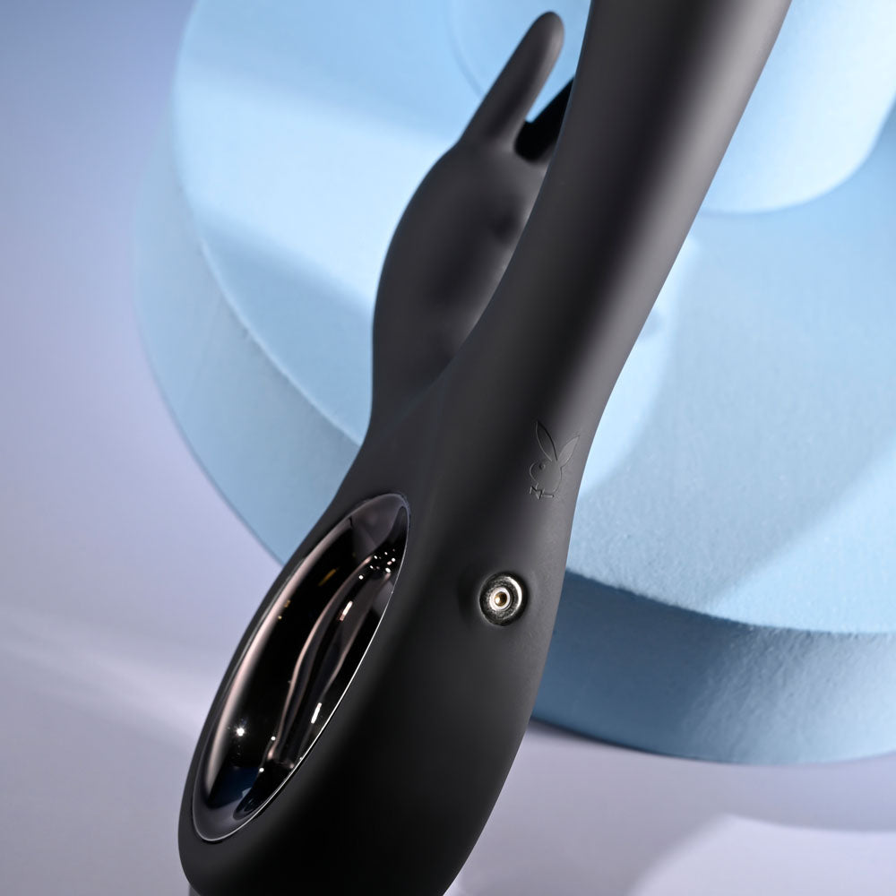 Playboy Pleasure LATE NIGHT BUNNY - Black 20 cm USB Rechargeable Rabbit Vibrator Playboy Pleasure