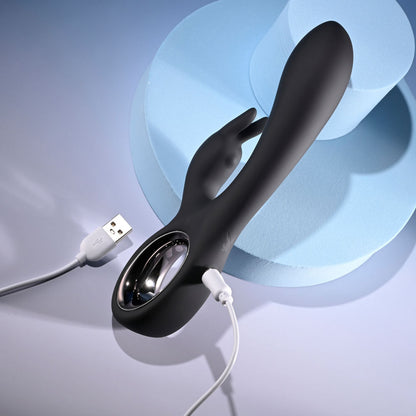 Playboy Pleasure LATE NIGHT BUNNY - Black 20 cm USB Rechargeable Rabbit Vibrator Playboy Pleasure