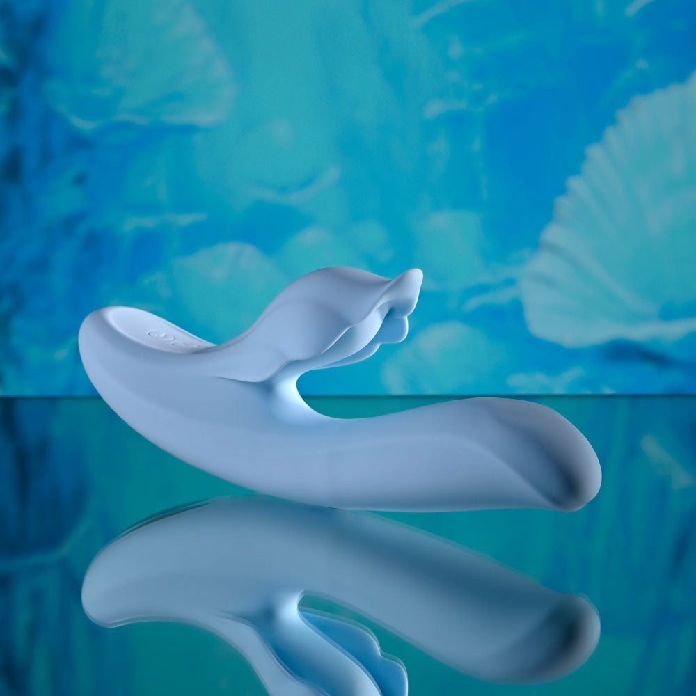 Playboy Pleasure IN BLOOM - Blue 23.5 cm USB Rechargeable Thrusting Tapping & Heating Dual Vibrator Playboy Pleasure