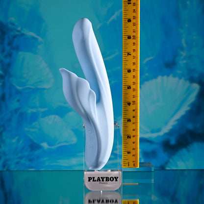 Playboy Pleasure IN BLOOM - Blue 23.5 cm USB Rechargeable Thrusting Tapping & Heating Dual Vibrator Playboy Pleasure