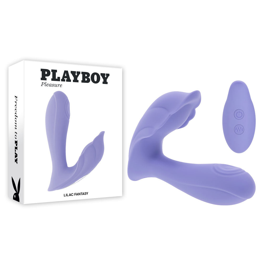 Playboy Pleasure LILAC FANTASY - Purple 13.5 cm USB Rechargeable Tapping Vibrator with Remote Purple - Club X