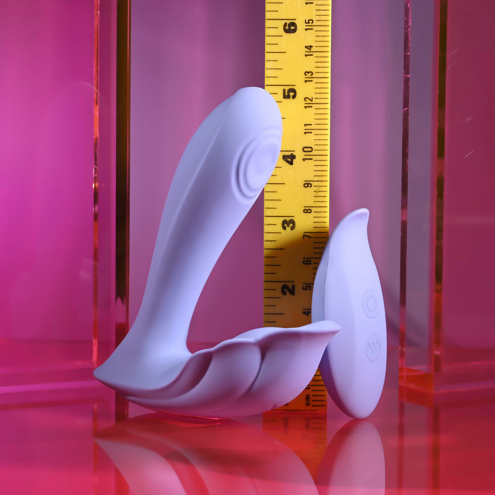 Playboy Pleasure LILAC FANTASY - Purple 13.5 cm USB Rechargeable Tapping Vibrator with Remote Playboy Pleasure