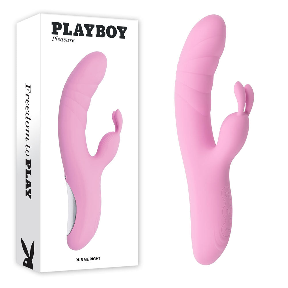 Playboy Pleasure RUB ME RIGHT - Pink 23.2 cm USB Rechargeable Thrusting Rabbit Vibrator Pink - Club X