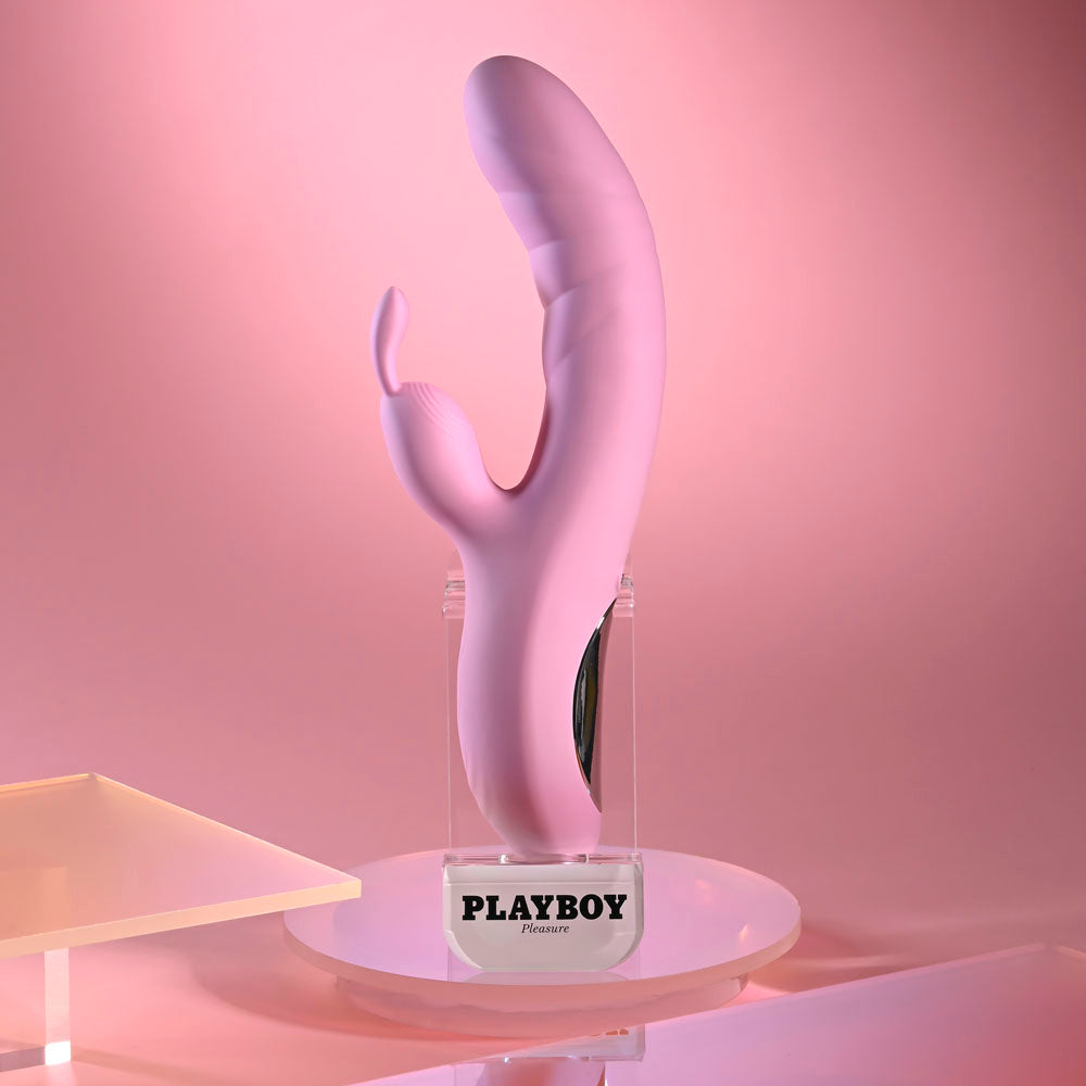 Playboy Pleasure RUB ME RIGHT - Pink 23.2 cm USB Rechargeable Thrusting Rabbit Vibrator Playboy Pleasure