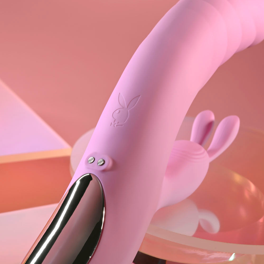 Playboy Pleasure RUB ME RIGHT - Pink 23.2 cm USB Rechargeable Thrusting Rabbit Vibrator Playboy Pleasure