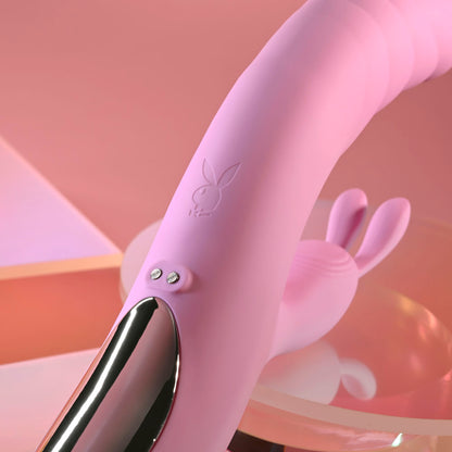 Playboy Pleasure RUB ME RIGHT - Pink 23.2 cm USB Rechargeable Thrusting Rabbit Vibrator