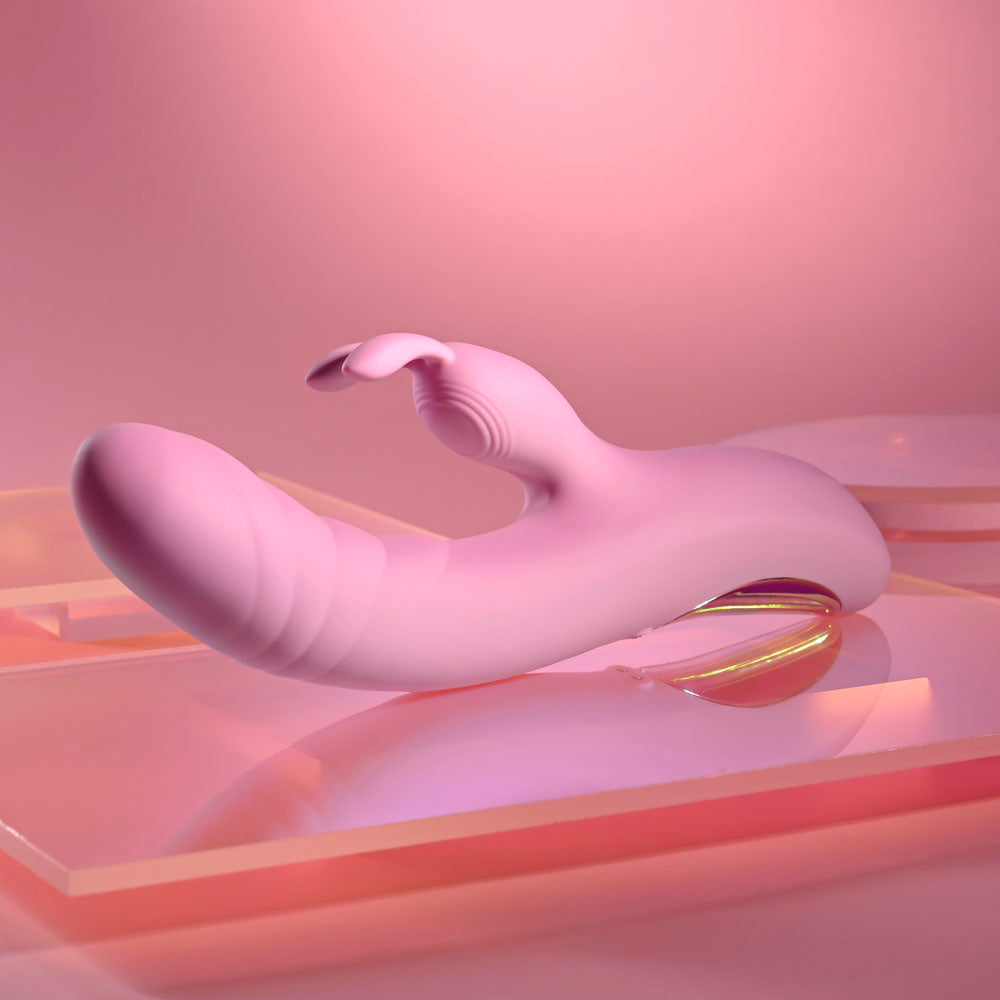 Playboy Pleasure RUB ME RIGHT - Pink 23.2 cm USB Rechargeable Thrusting Rabbit Vibrator Playboy Pleasure