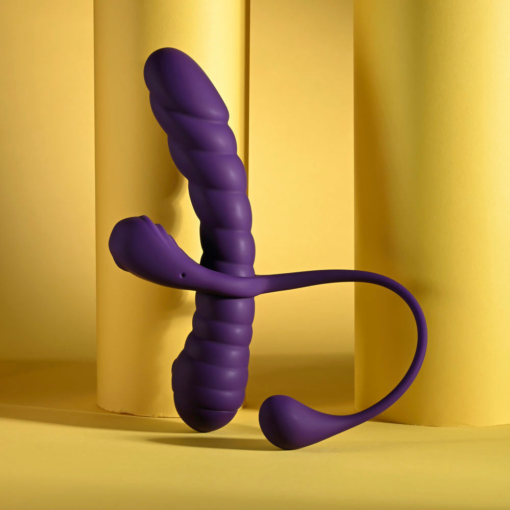 Playboy Pleasure TWISTED PLAYGROUND - Purple USB Rechargeable Vibrator and Cock Ring Kit Playboy Pleasure