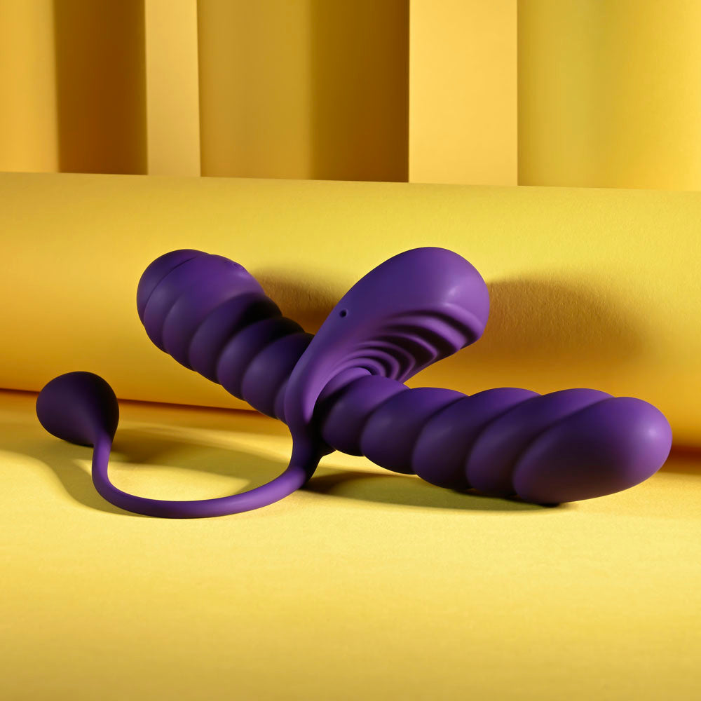 Playboy Pleasure TWISTED PLAYGROUND - Purple USB Rechargeable Vibrator and Cock Ring Kit Playboy Pleasure