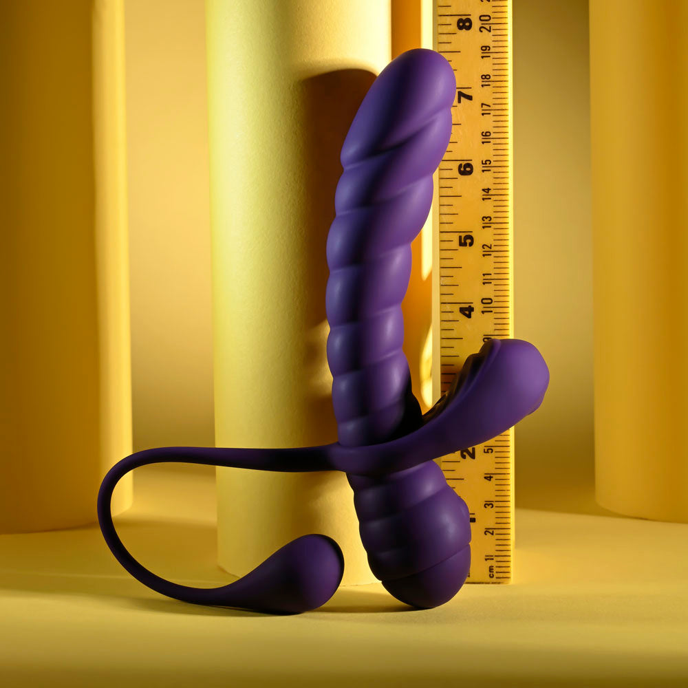 Playboy Pleasure TWISTED PLAYGROUND - Purple USB Rechargeable Vibrator and Cock Ring Kit Playboy Pleasure