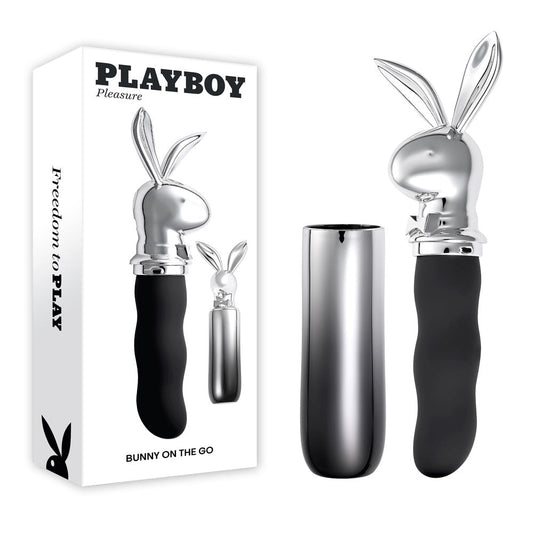 Playboy Pleasure BUNNY ON THE GO - Black/Chrome 18.6 cm USB-C Rechargeable Vibrator Playboy Pleasure