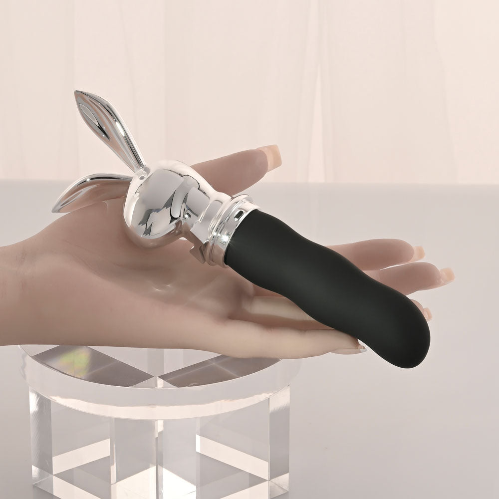 Playboy Pleasure BUNNY ON THE GO - Black/Chrome 18.6 cm USB-C Rechargeable Vibrator Playboy Pleasure