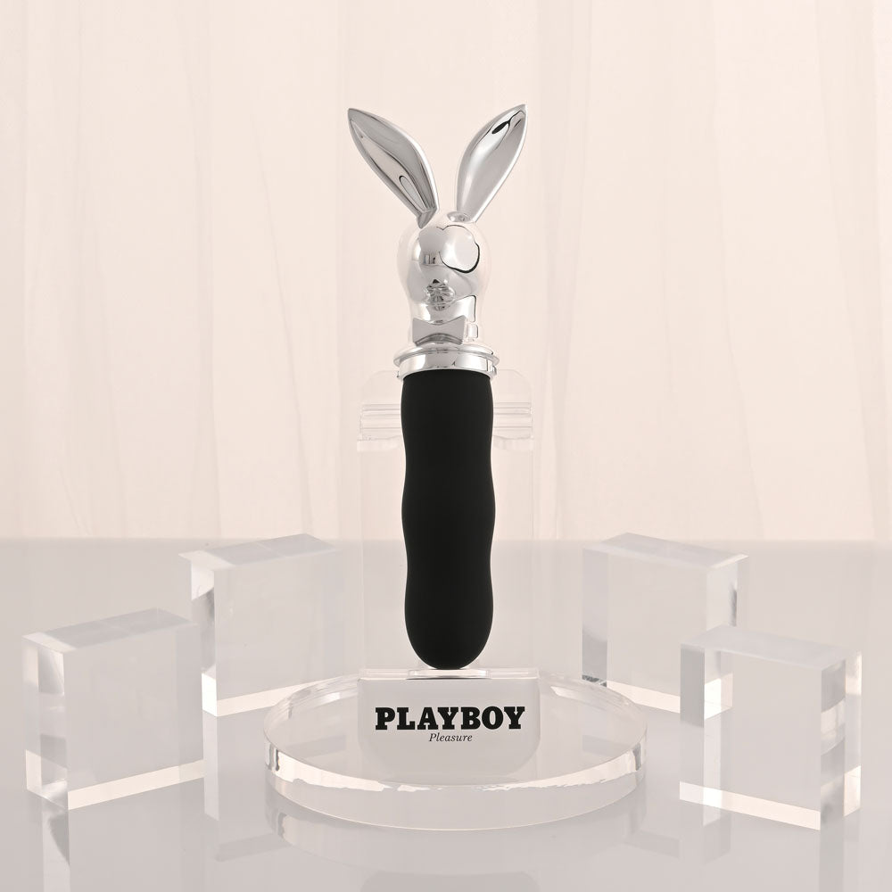 Playboy Pleasure BUNNY ON THE GO - Black/Chrome 18.6 cm USB-C Rechargeable Vibrator Playboy Pleasure