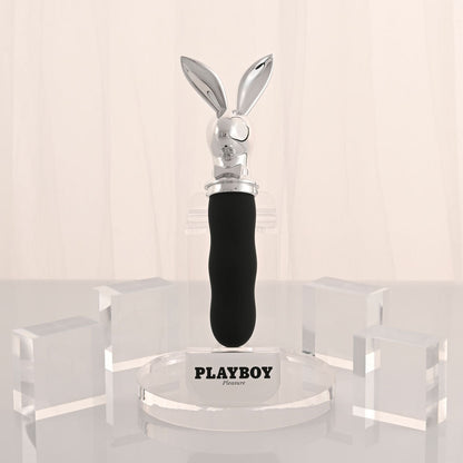 Playboy Pleasure BUNNY ON THE GO - Black/Chrome 18.6 cm USB-C Rechargeable Vibrator Playboy Pleasure