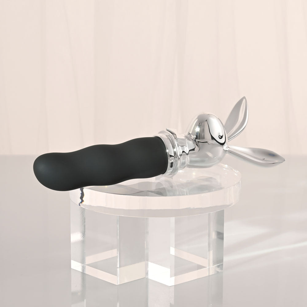 Playboy Pleasure BUNNY ON THE GO - Black/Chrome 18.6 cm USB-C Rechargeable Vibrator Playboy Pleasure