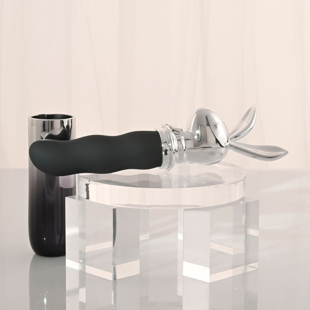 Playboy Pleasure BUNNY ON THE GO - Black/Chrome 18.6 cm USB-C Rechargeable Vibrator Playboy Pleasure