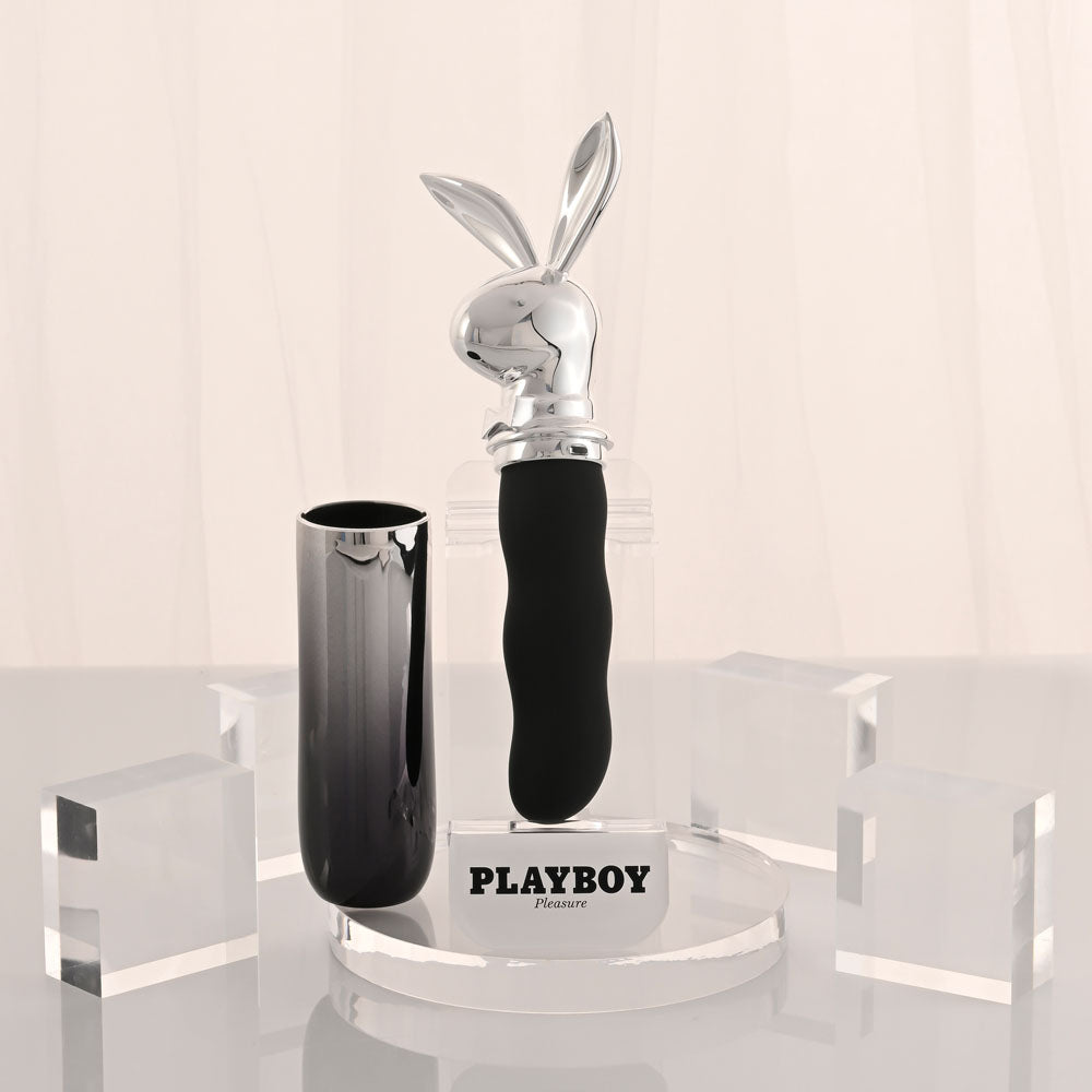 Playboy Pleasure BUNNY ON THE GO - Black/Chrome 18.6 cm USB-C Rechargeable Vibrator Playboy Pleasure