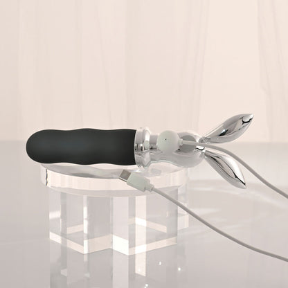 Playboy Pleasure BUNNY ON THE GO - Black/Chrome 18.6 cm USB-C Rechargeable Vibrator Playboy Pleasure
